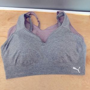 Puma XL Sports Bras. One purple and one grey